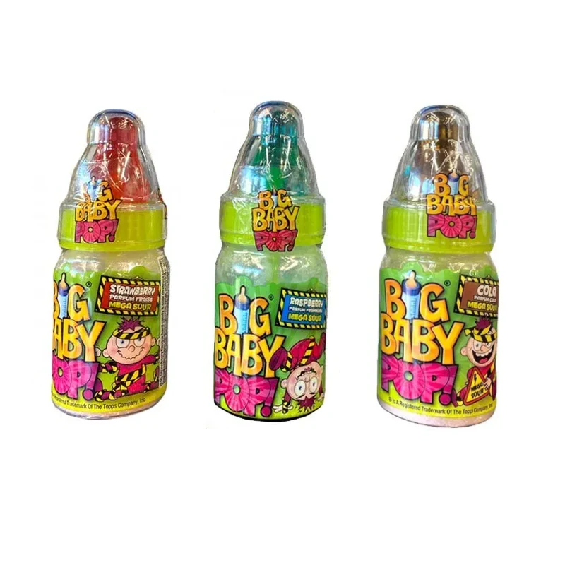 Bazooka Mega Sour Big Baby Pop Strawberry or Raspberry - 32g