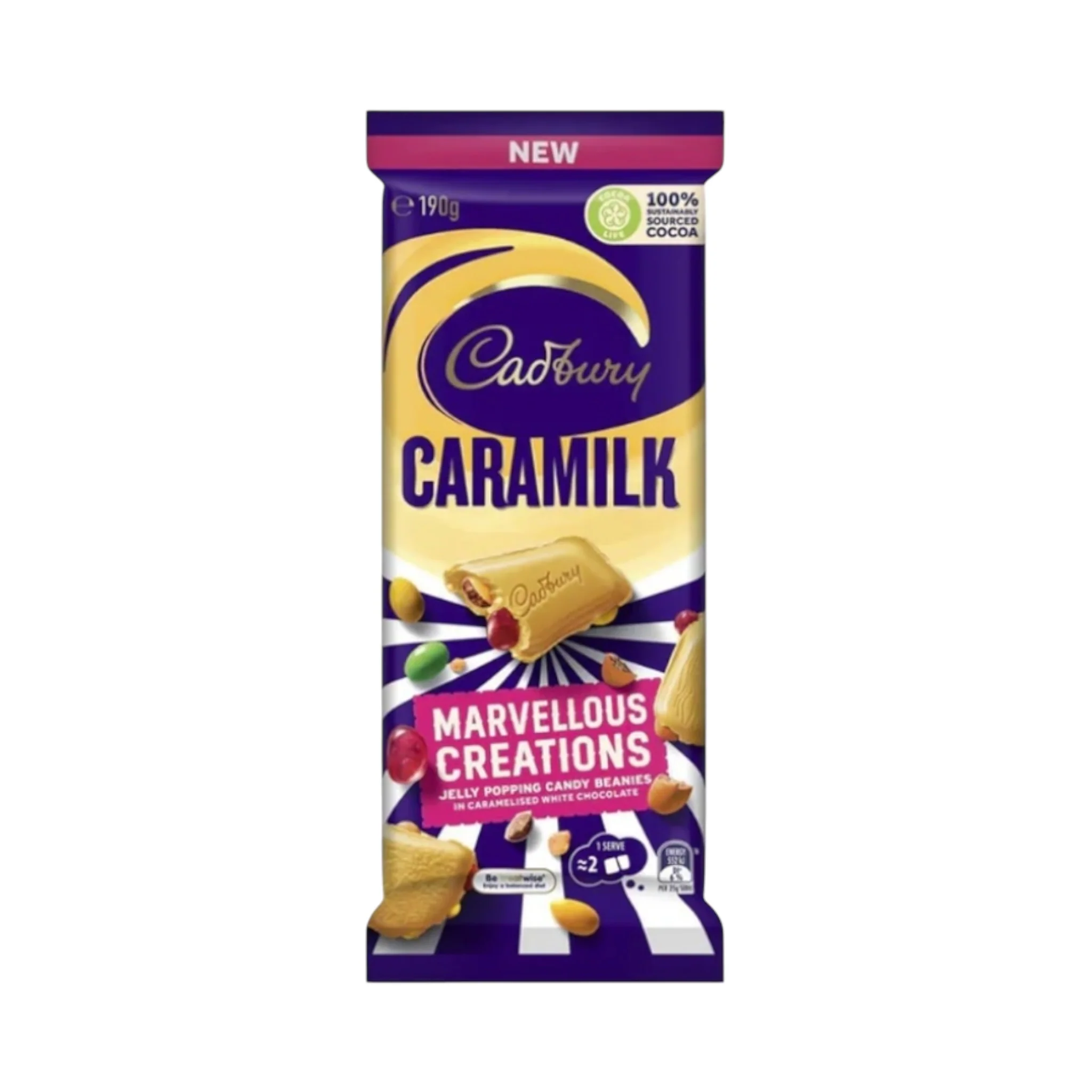 Cadbury Caramilk Marvellous Creations Jelly Popping Candy Beanies - 190g [Australian]