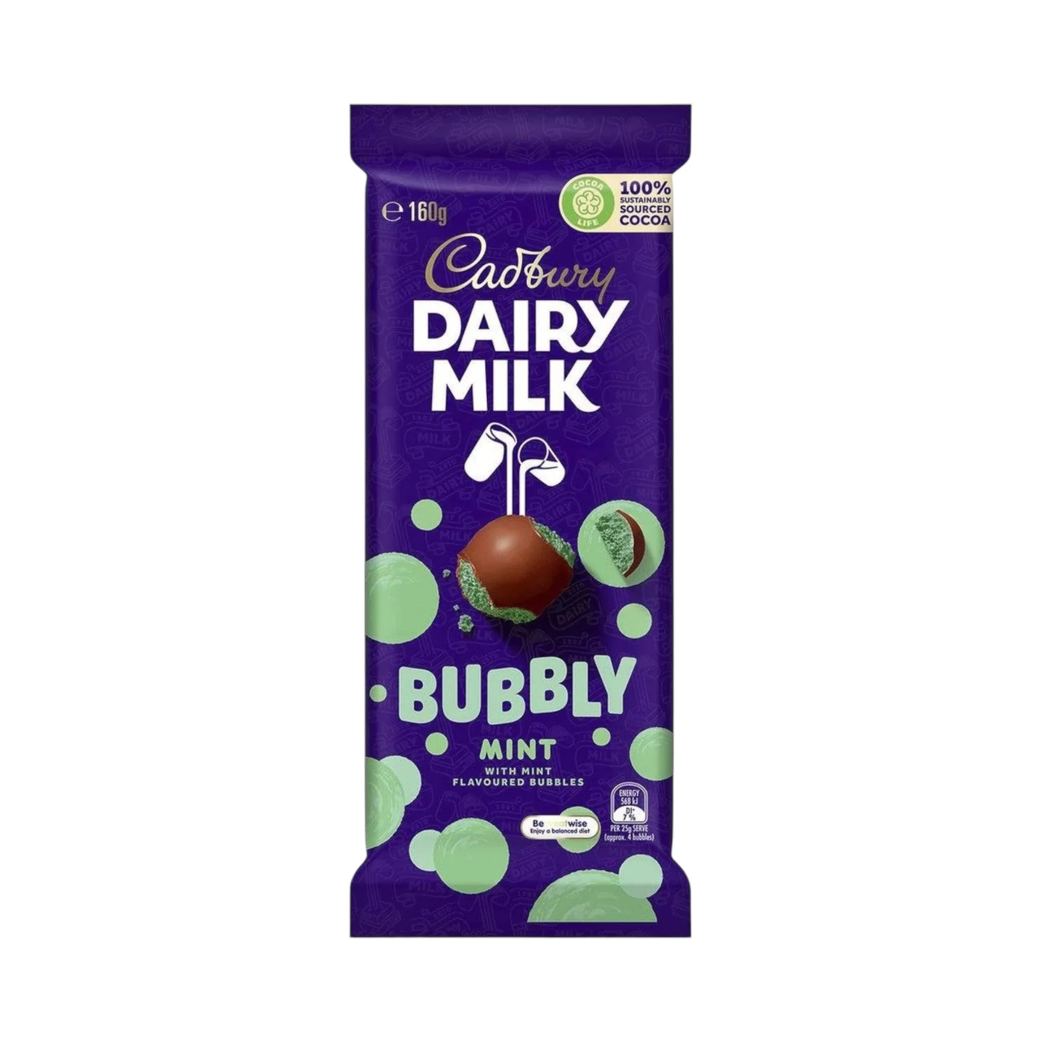 Cadbury's Dairy Milk Bubbly Mint - 160g [Australian] ** BBD 30/06/25 **