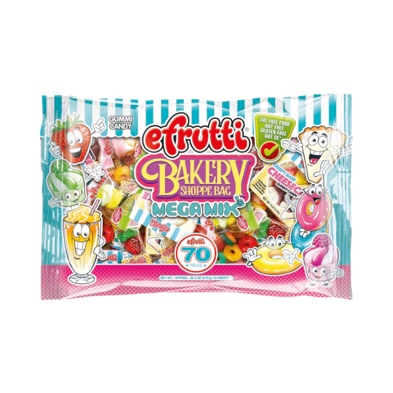 E.Frutti Gummi Bakery Shoppe Bag Mega Mix (70 Piece) Laydown Bag - 20.14oz (571g)