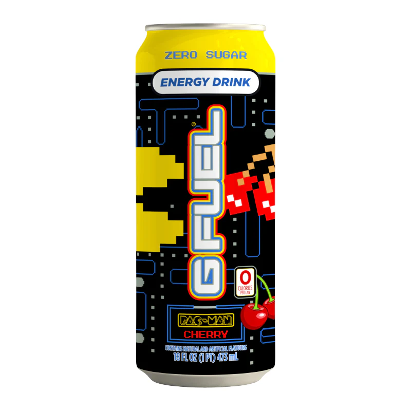 G FUEL - Pac-Man Power Pellet Cherry Lollipop Zero Sugar Energy Drink - 16fl.oz (473ml)