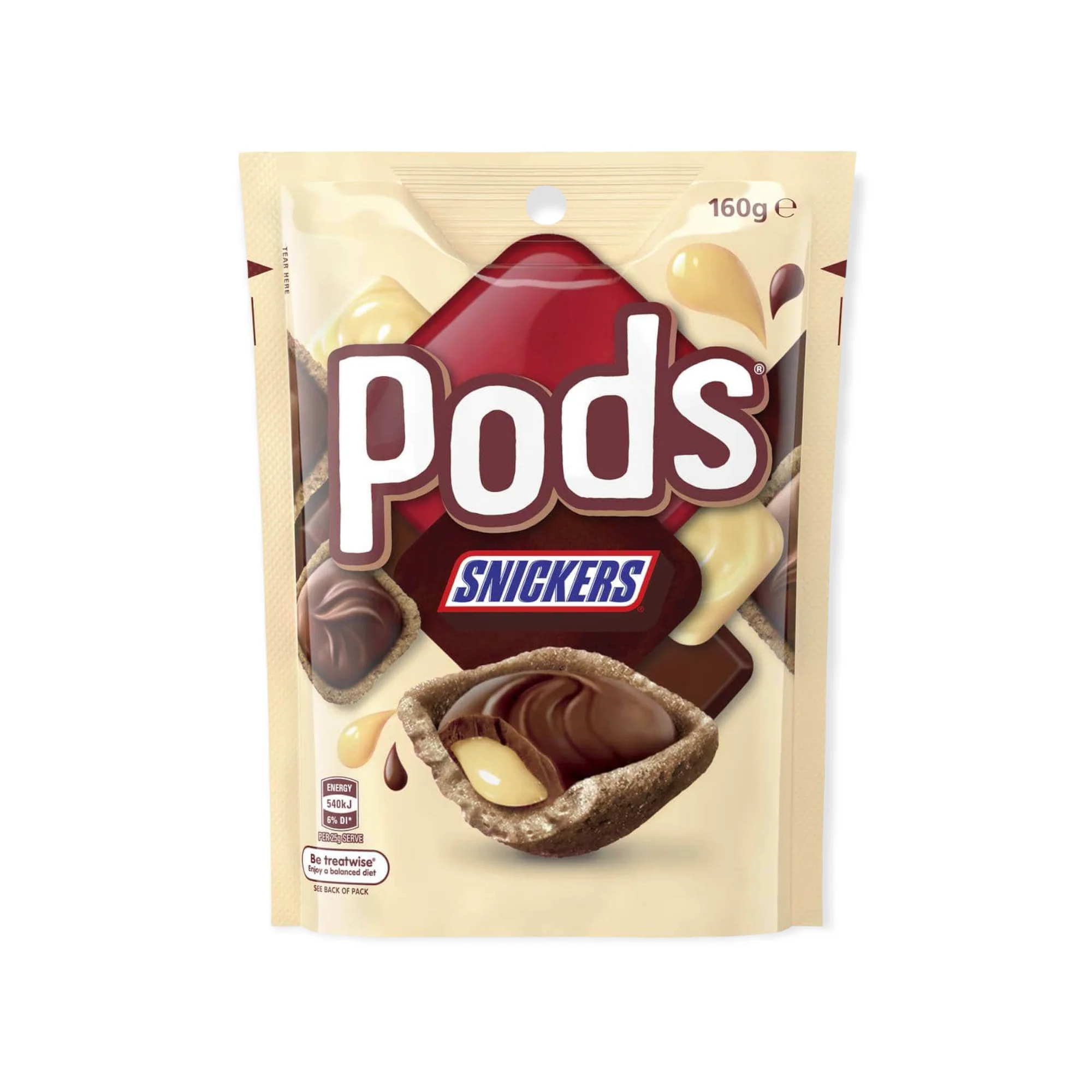 Snickers Pods Chocolate Pouch - 160g [Australian]
