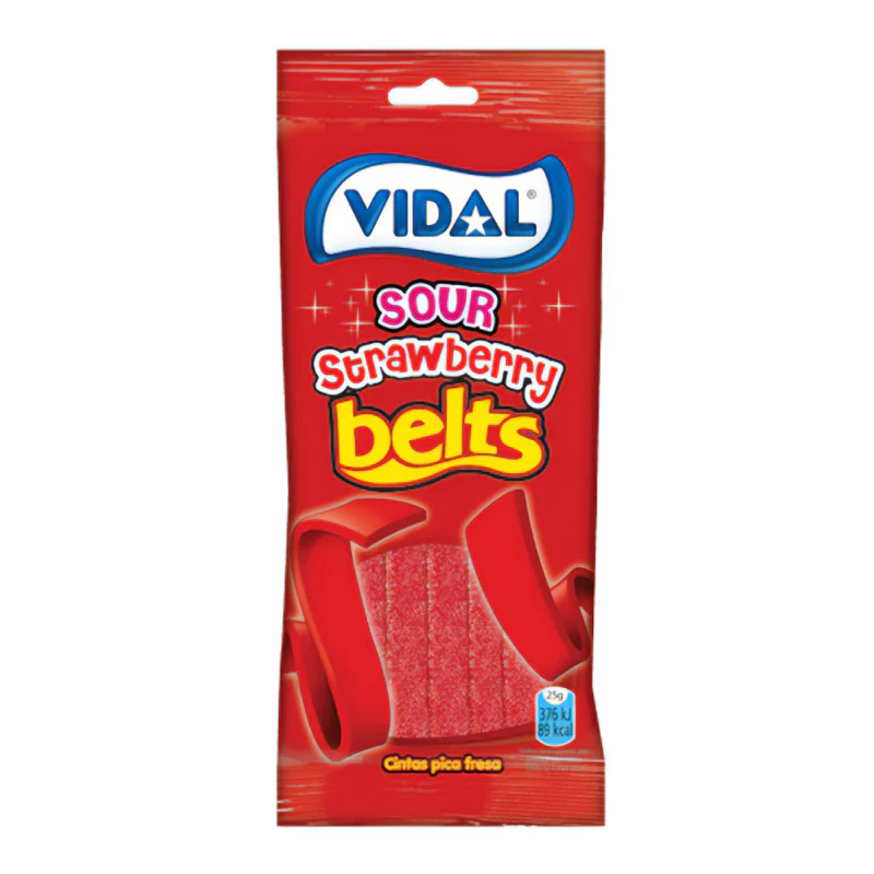 Vidal Sour Strawberry Belts - 3.5oz (100g)