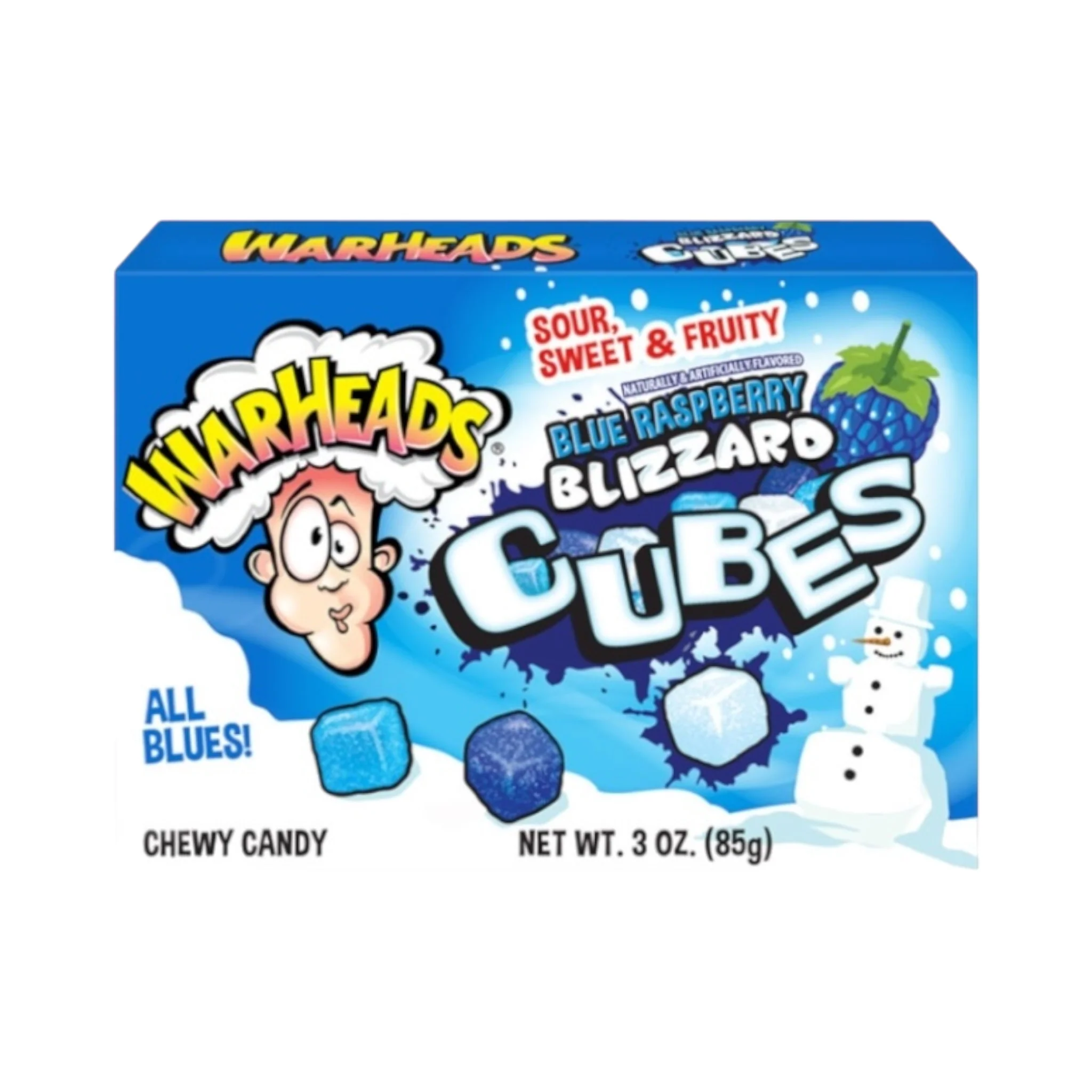 Warheads Blue Raspberry Blizzard Cubes  - 3oz (85g) - Theatre Box