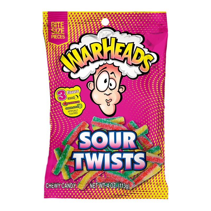 Warheads Sour Twists Peg Bag - 4oz (113g)