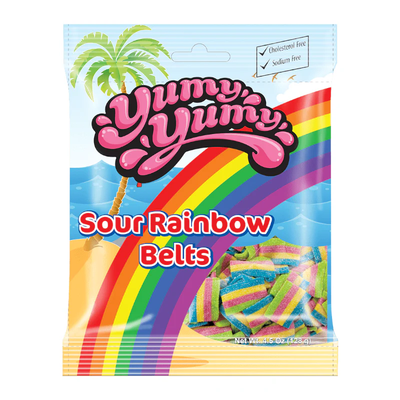 Yumy Yumy Gummy Candy Sour Rainbow Belts - 4.5oz (128g)
